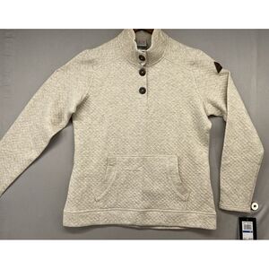 Avalanche Pullover Women XL Taka Quilted Pearl Heather Pocket Mock Neck MSRP $50